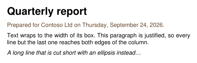 The text example, rendered by Tagua.